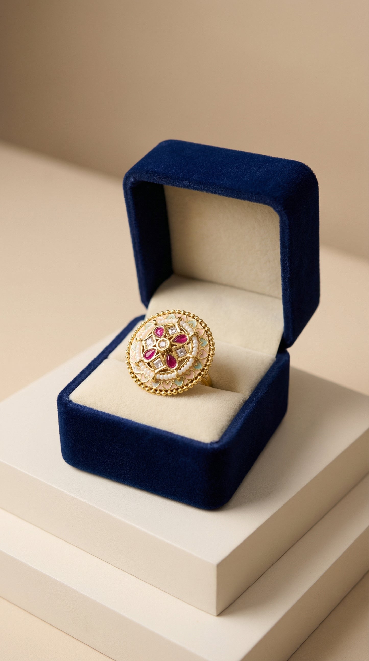 royal kundan bloom bridal statement ring