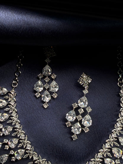 Ethereal Teardrop Crystal Necklace Set