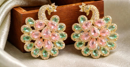 Peacock Motif Stud Earrings