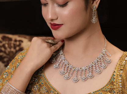 Premium Yellow Sapphire & Diamond Necklace Set