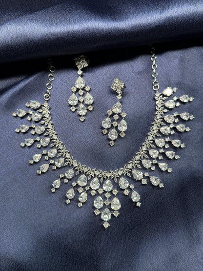 Ethereal Teardrop Crystal Necklace Set