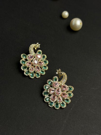 Peacock Motif Stud Earrings