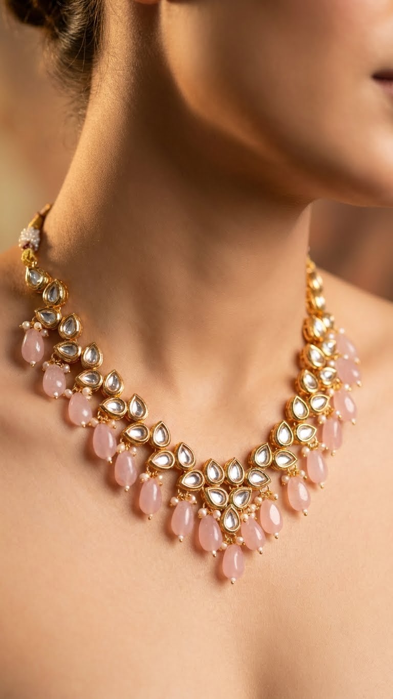 blush aura kundan necklace set