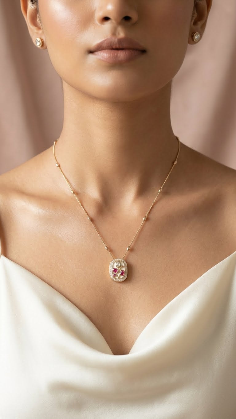 rectangular kundan pendant necklace set