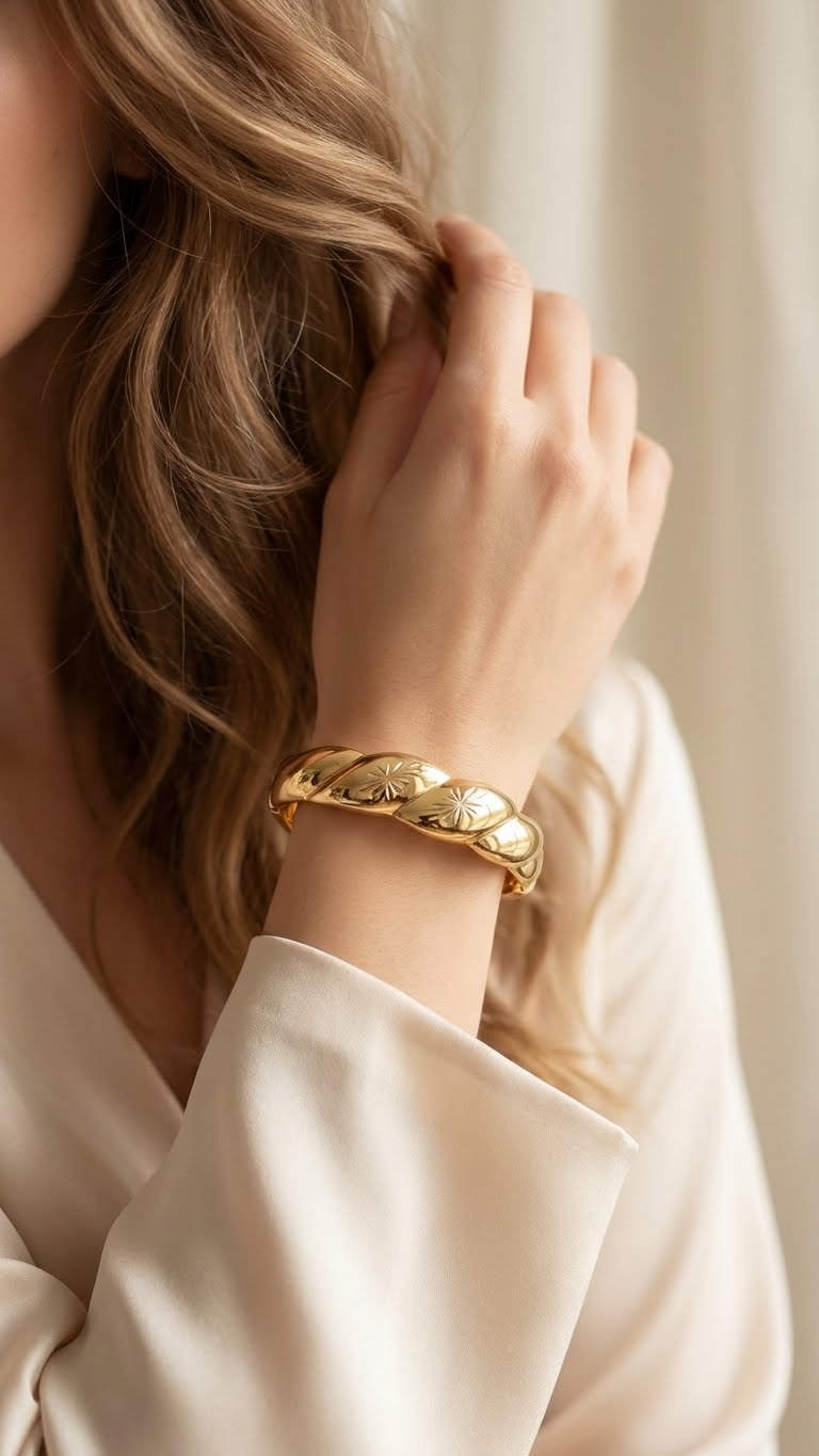 luxora petal™ anti-tarnish gold cuff