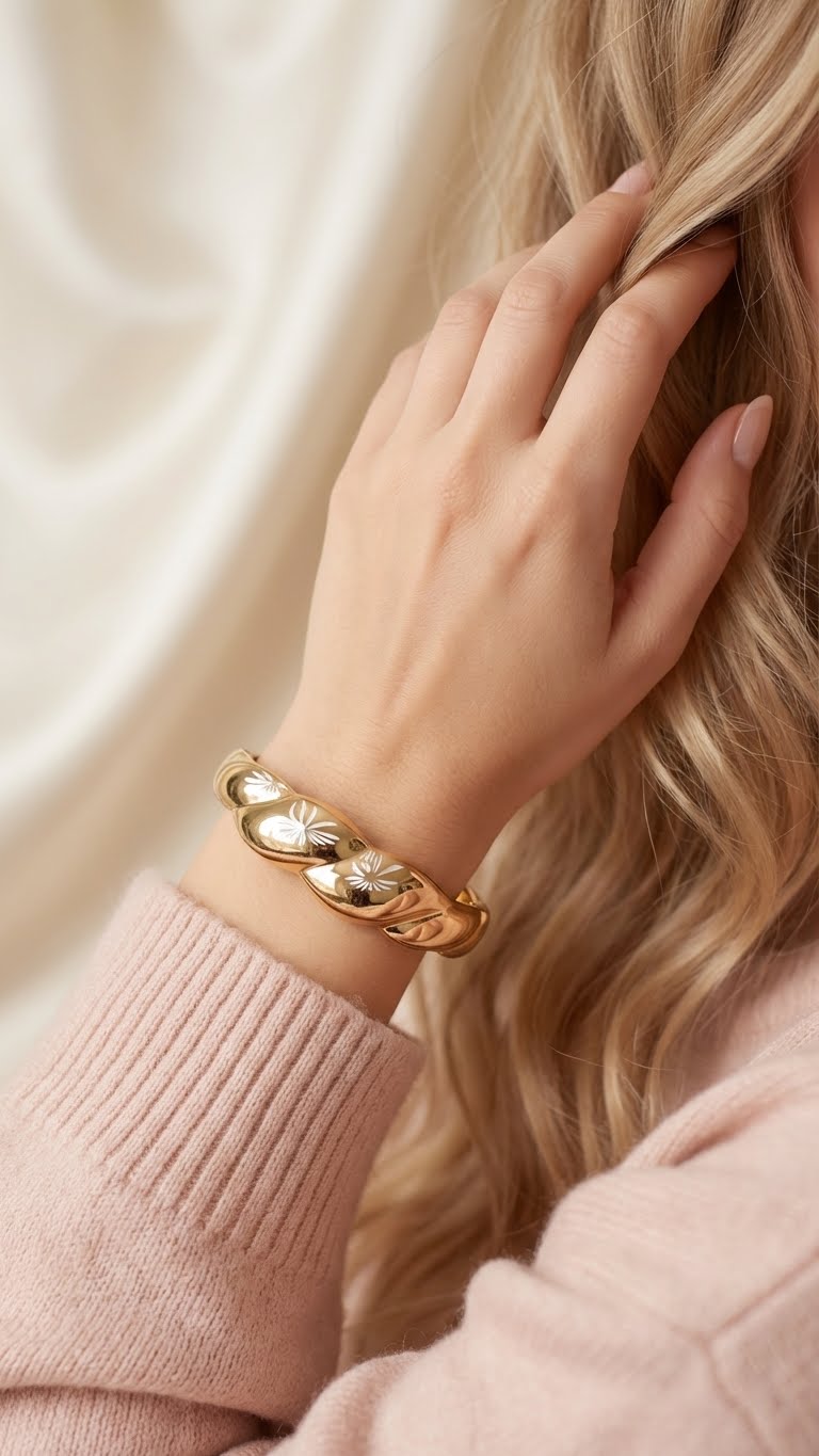 luxora petal™ anti-tarnish gold cuff