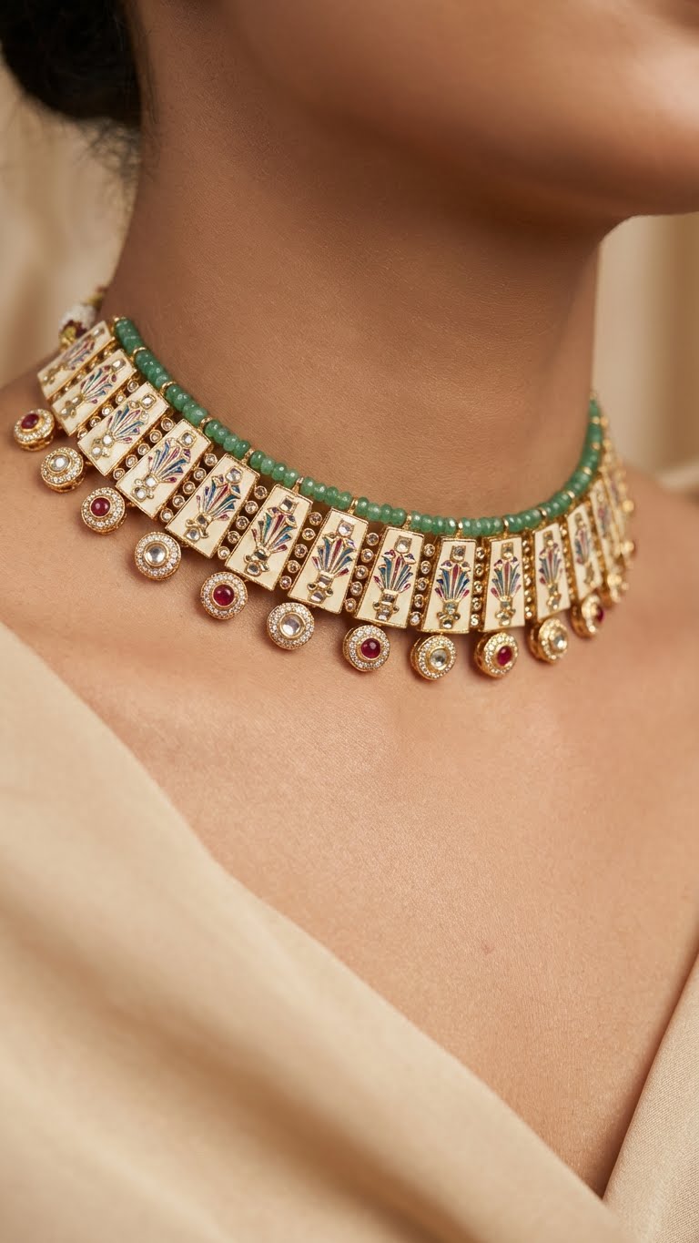 meera enamel kundan choker set