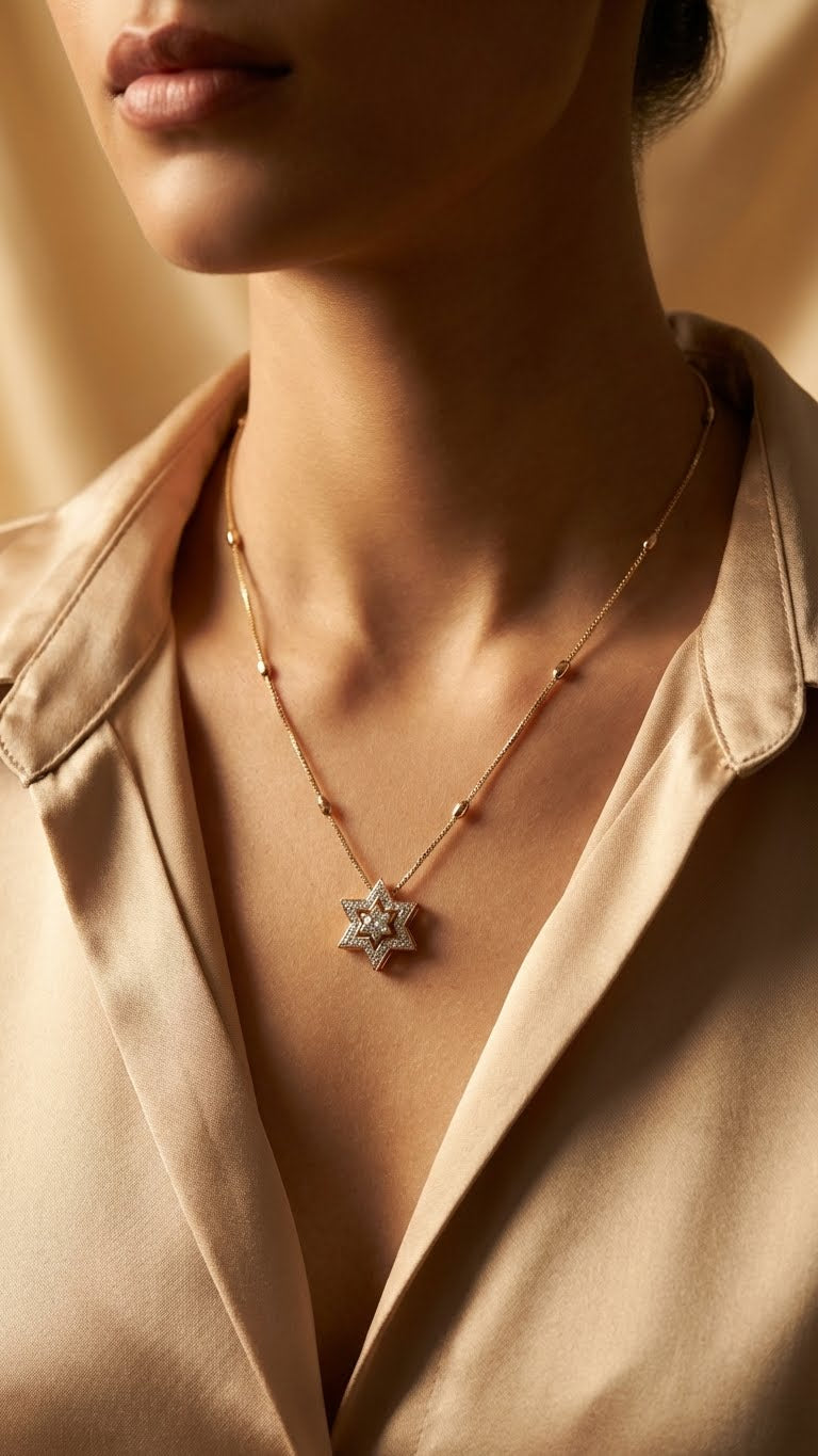 gold star pendant necklace set