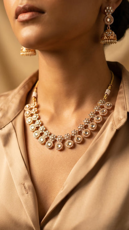 CHANDRAKALA DIAMOND-LOOK KUNDAN NECKLACE SET