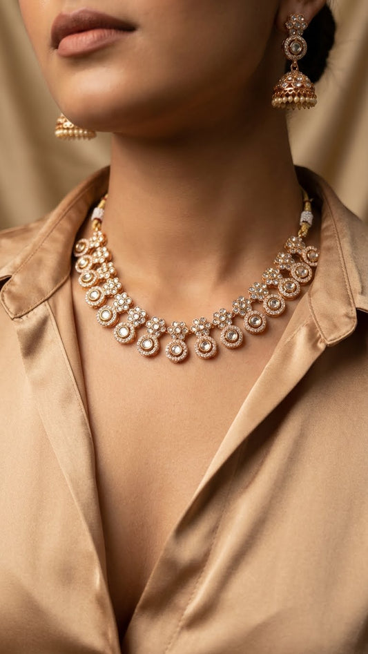 CHANDRAKALA DIAMOND-LOOK KUNDAN NECKLACE SET