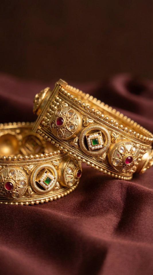 Rajwada Navratna Statement Kada Bangles