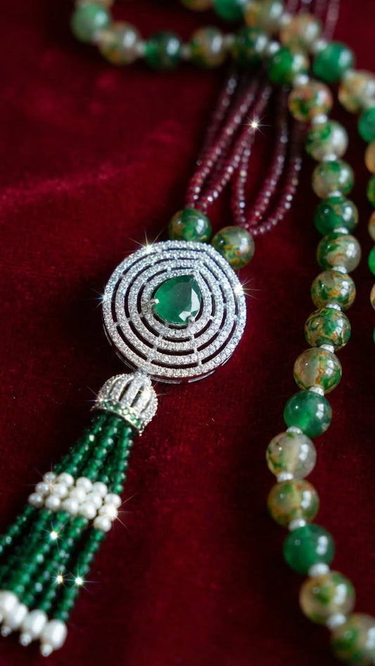 EMERALD ROYALE BEADED NECKLACE SET