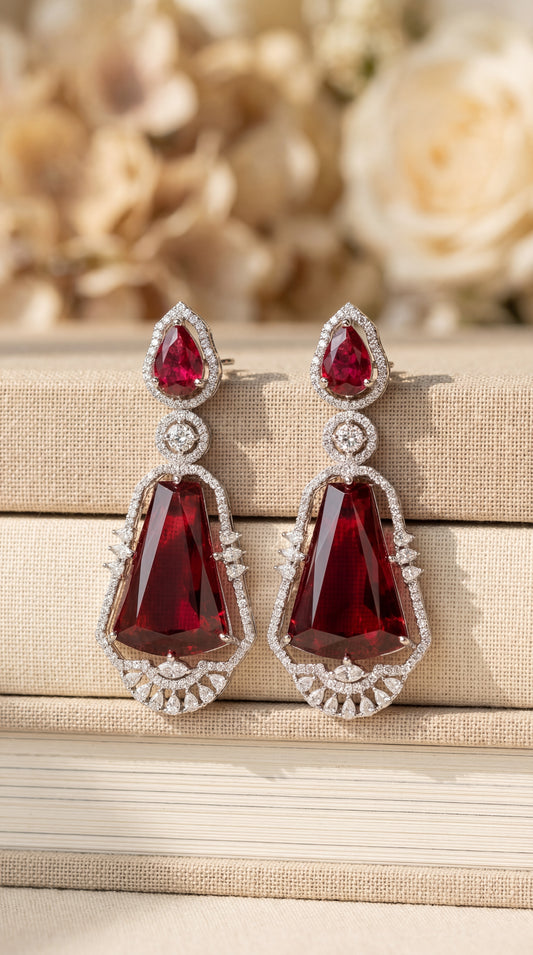 Rouge Dynasty Crystal Drop Earrings