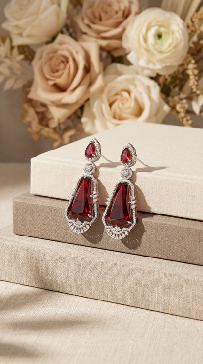 Rouge Dynasty Crystal Drop Earrings