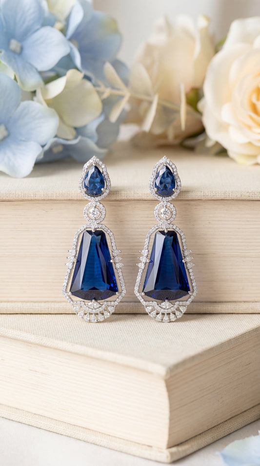 Midnight Sapphire Regal Drop Earrings
