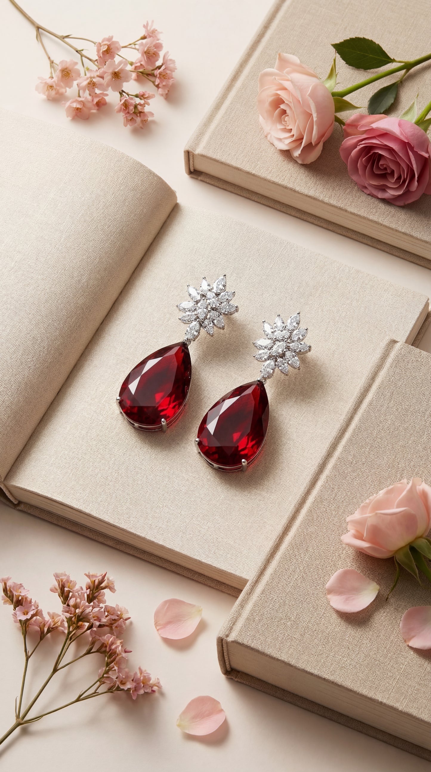 scarlet bloom crystal drop earrings