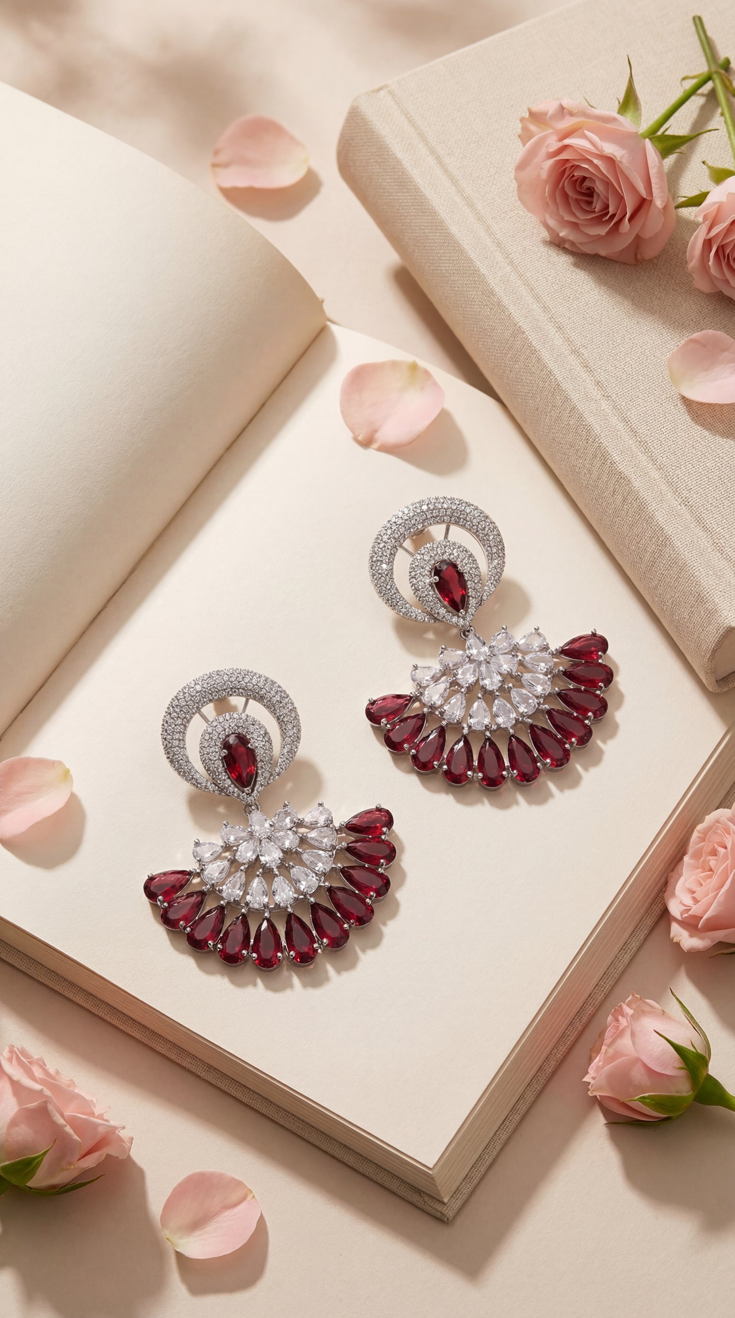 crimson aurelia fan earrings