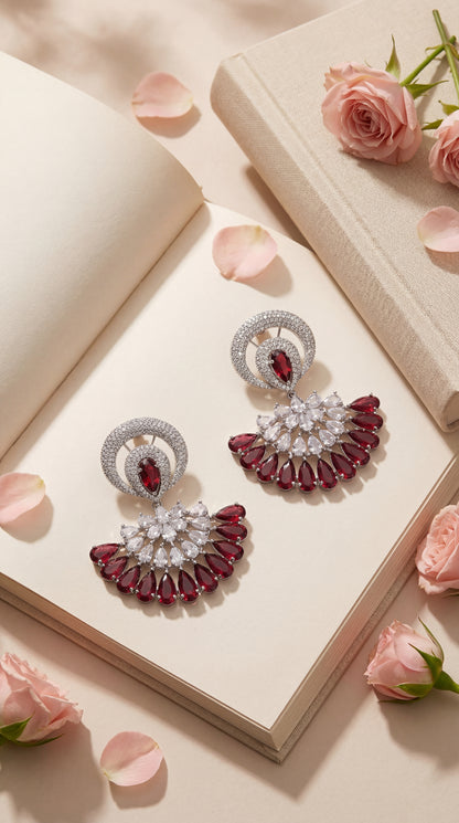 Crimson Aurelia Fan Earrings
