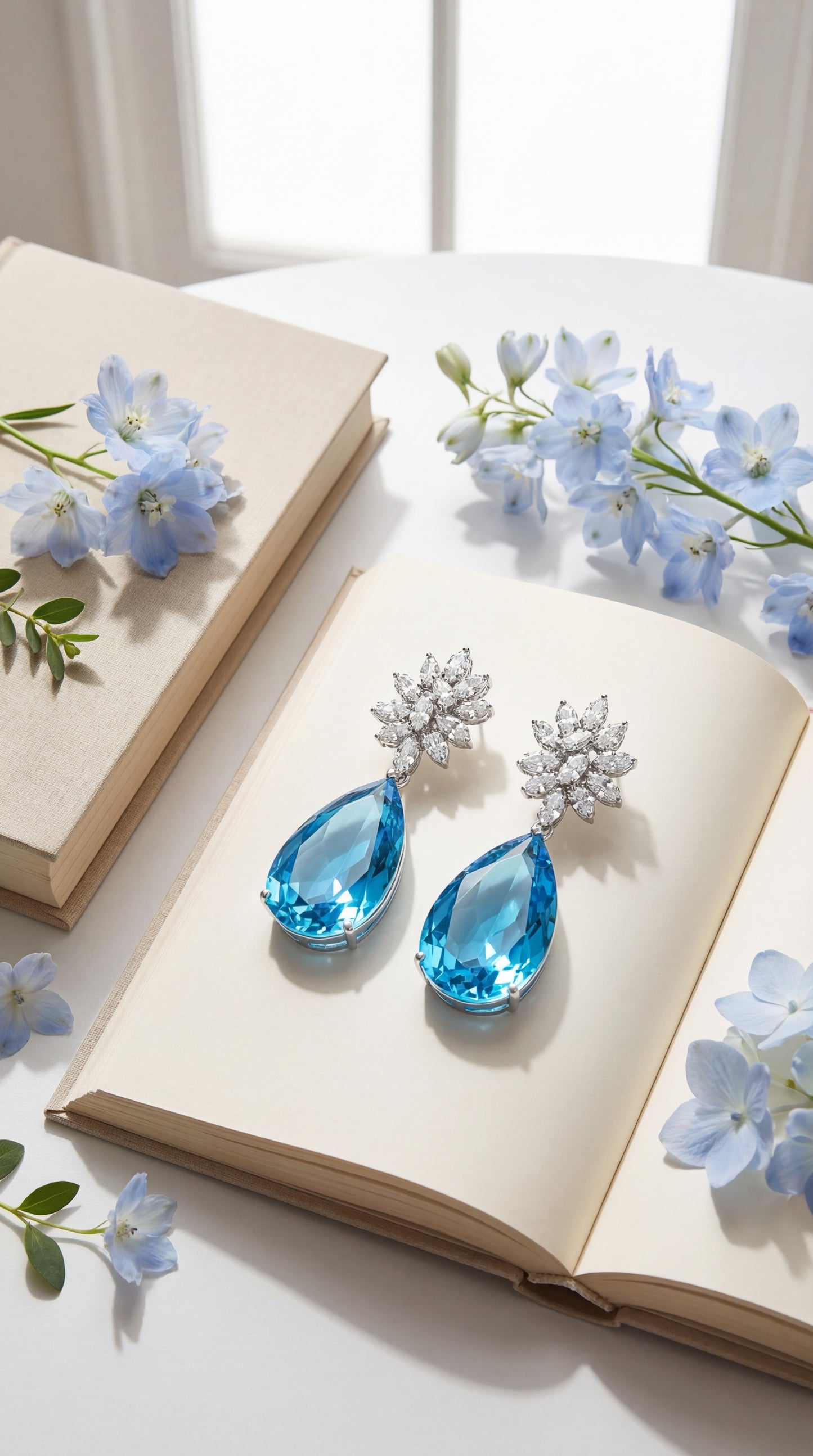 azure bloom crystal drop earrings