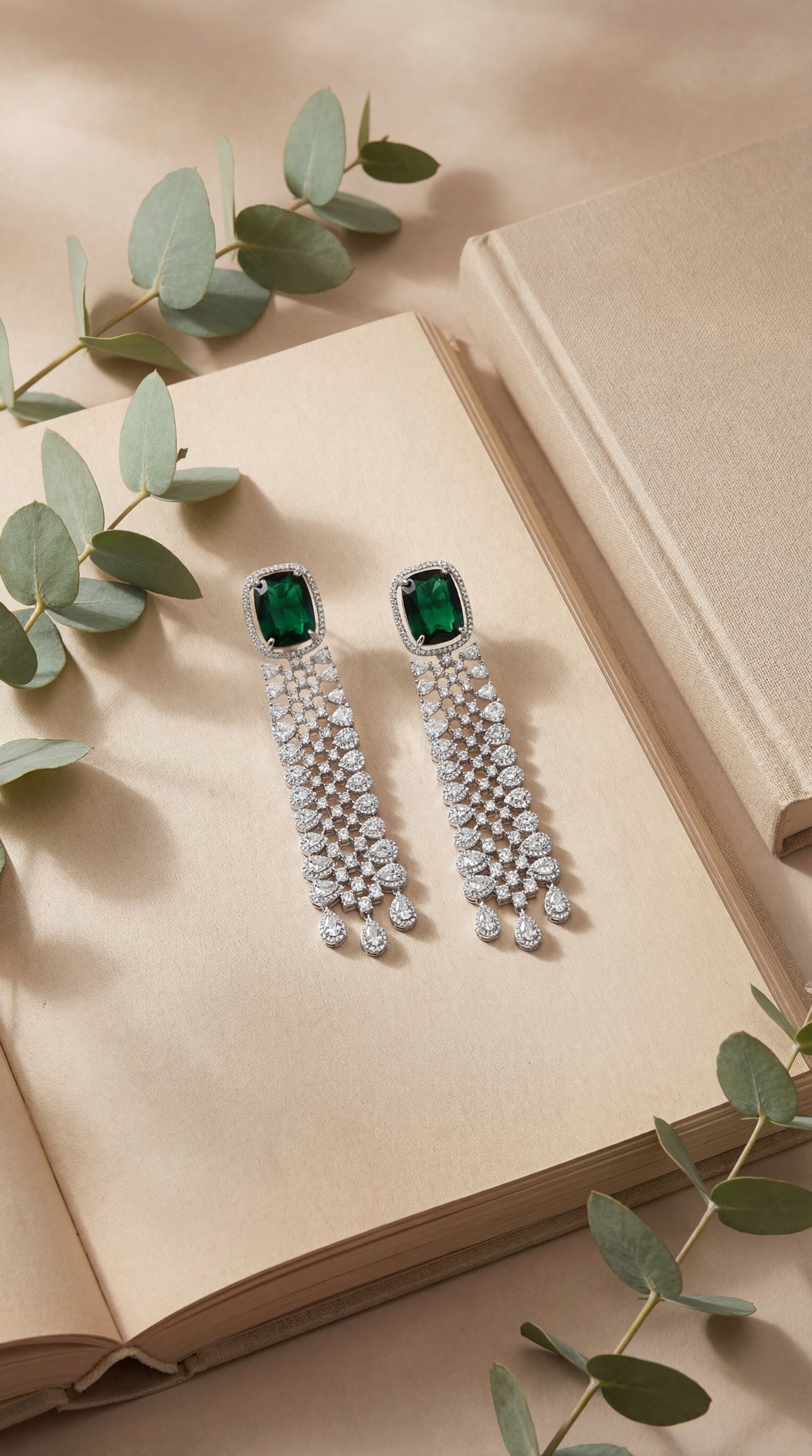 emerald starlight cascade earrings