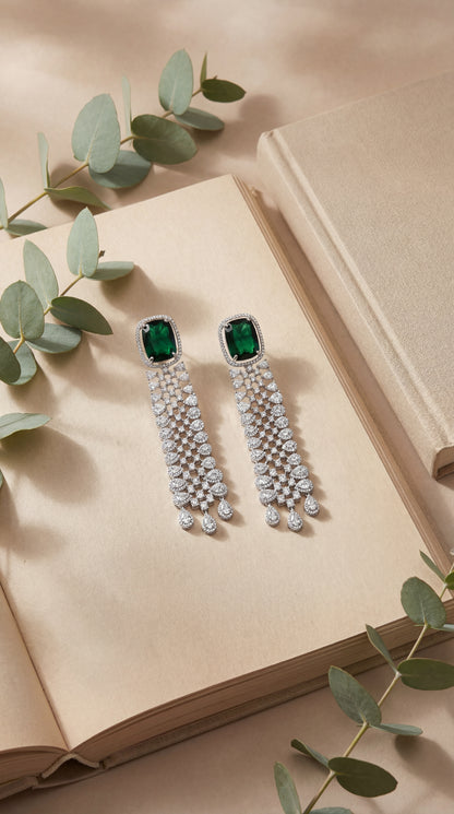 Emerald Starlight Cascade Earrings