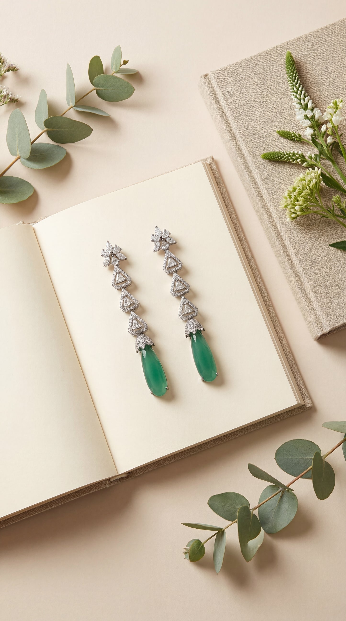 emerald glow drop earrings