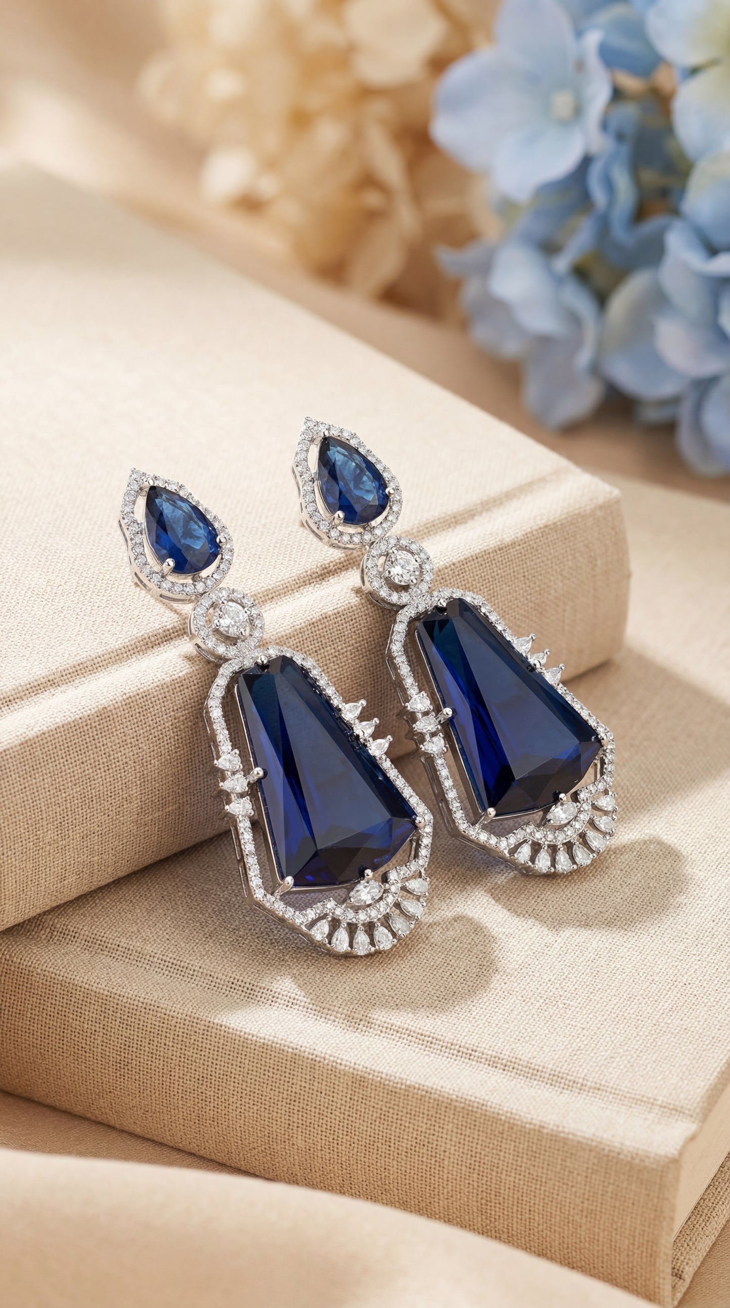 midnight sapphire regal drop earrings