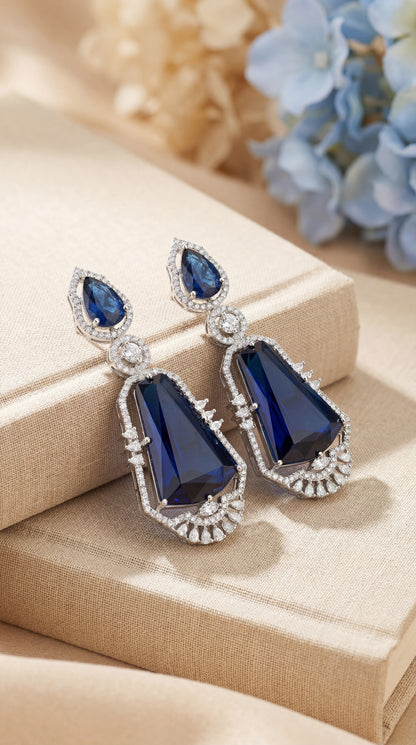 Midnight Sapphire Regal Drop Earrings