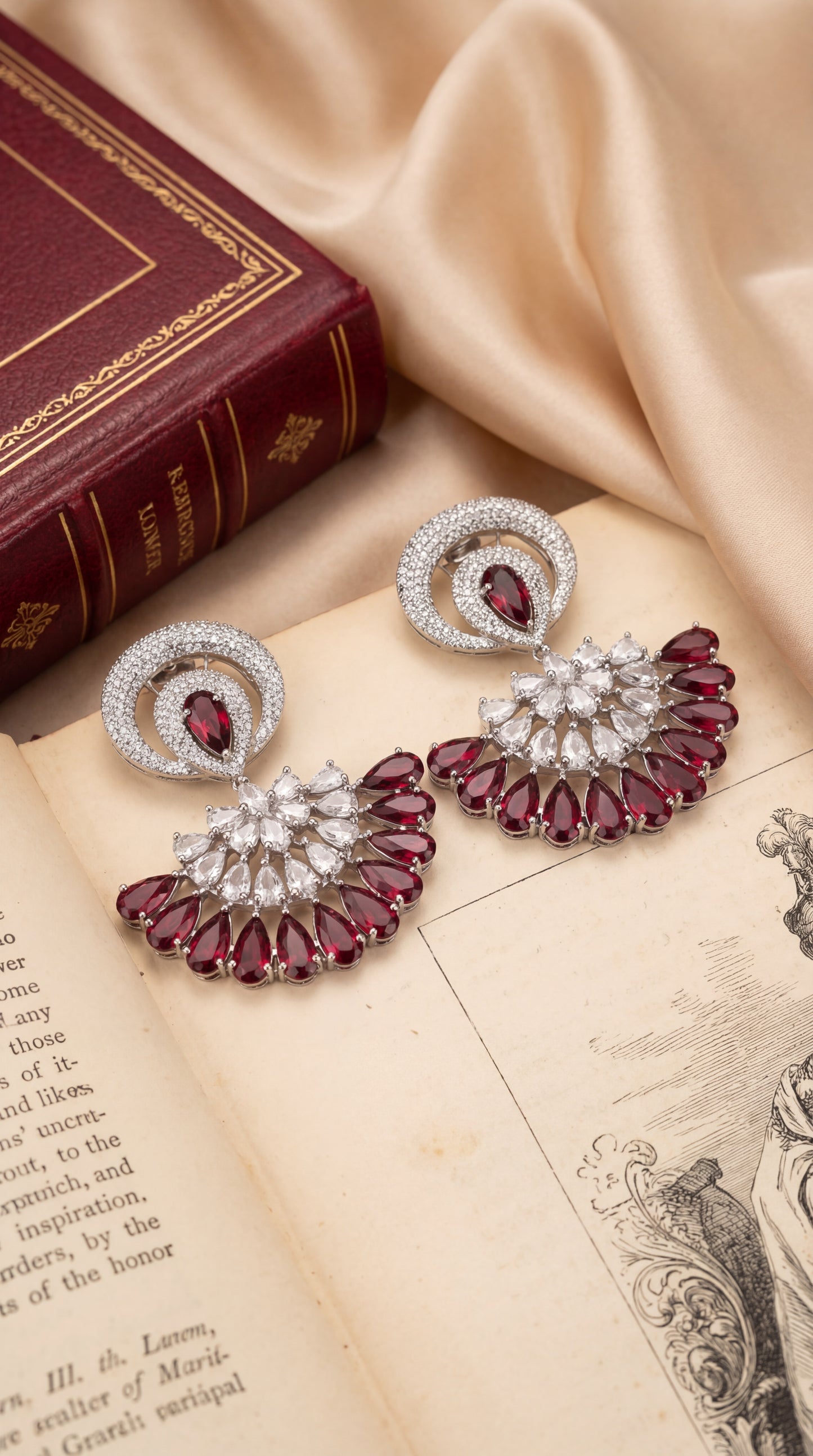 crimson aurelia fan earrings