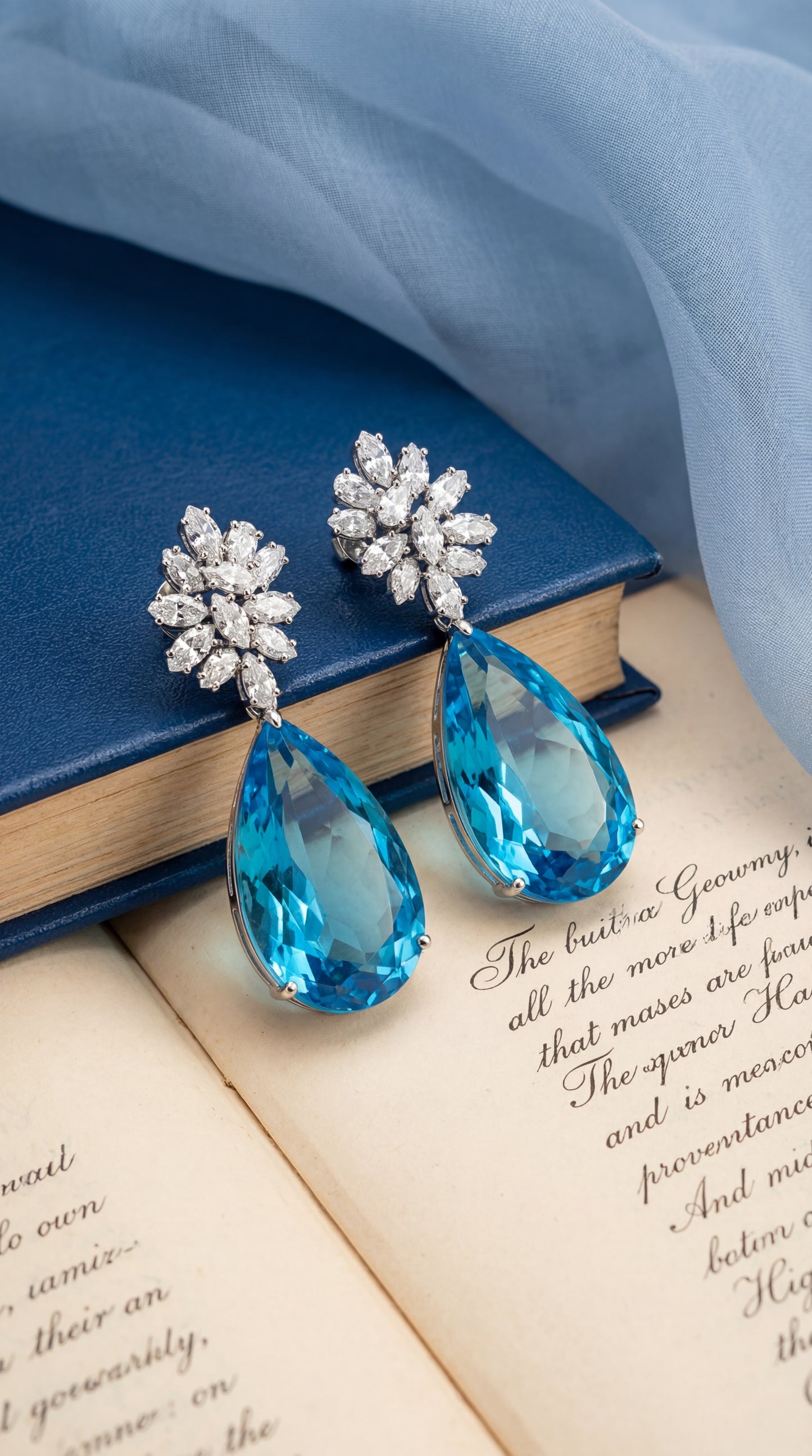 azure bloom crystal drop earrings