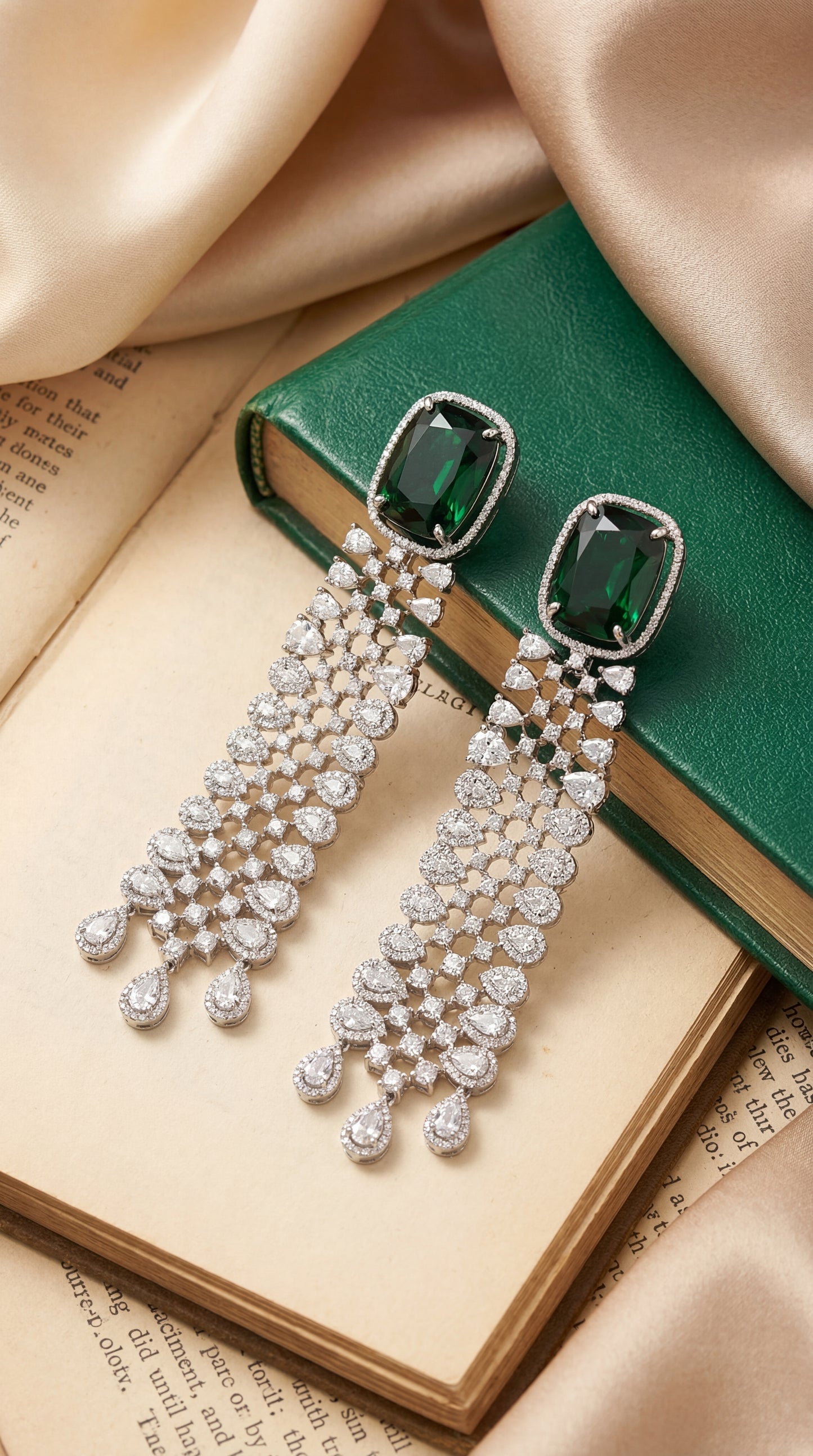 emerald starlight cascade earrings