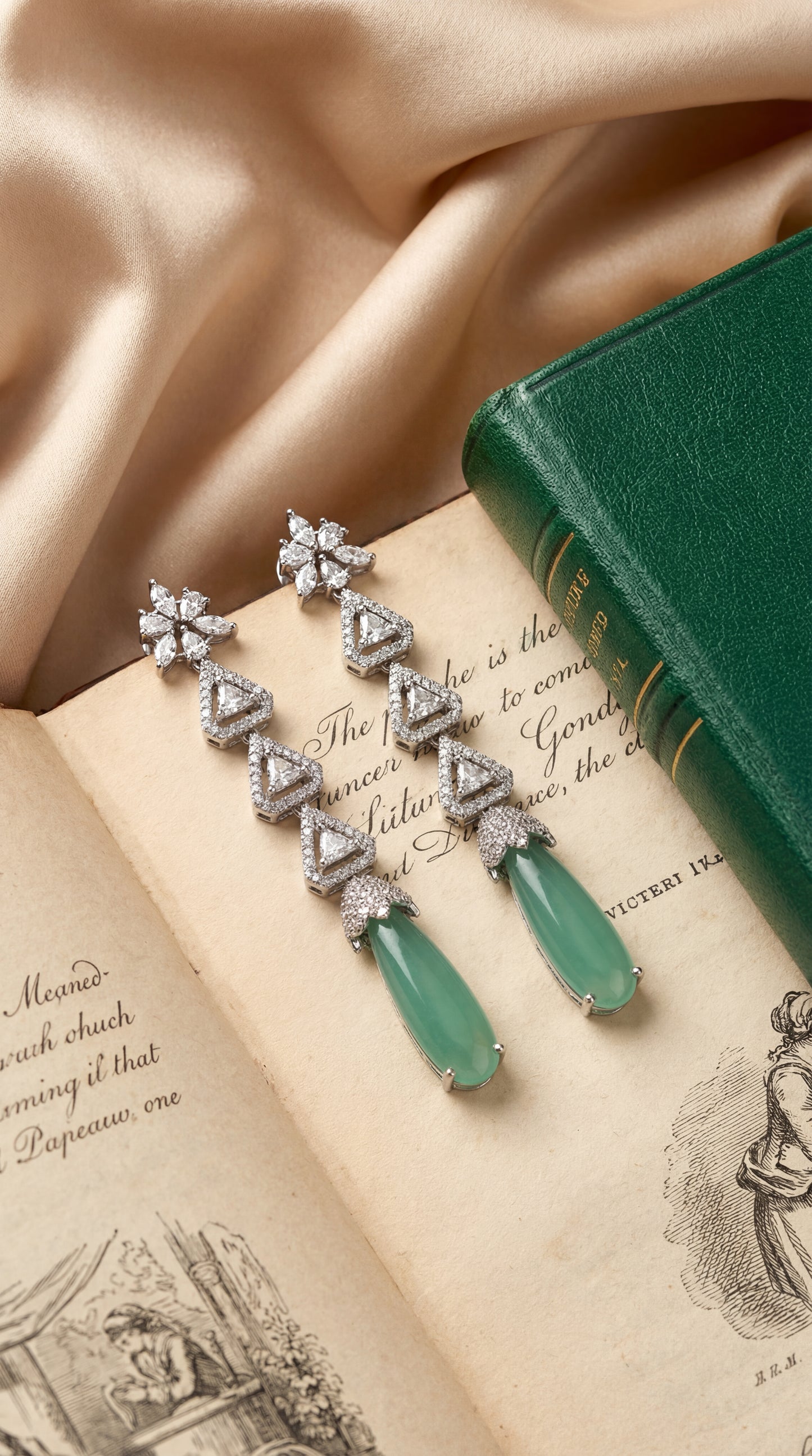 emerald glow drop earrings