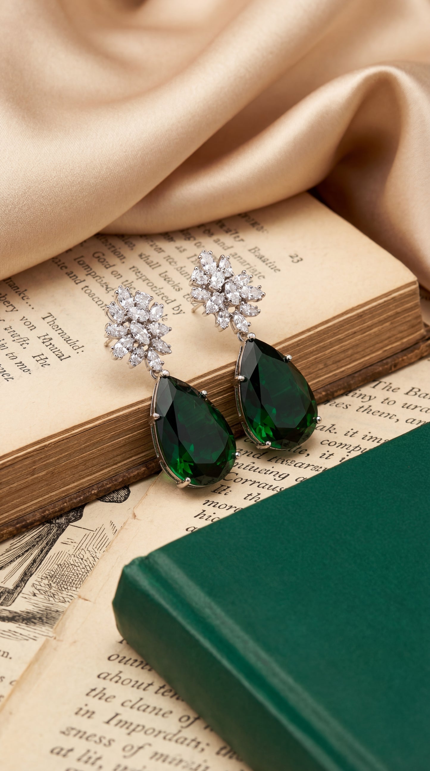 emerald dewdrop luxe earrings