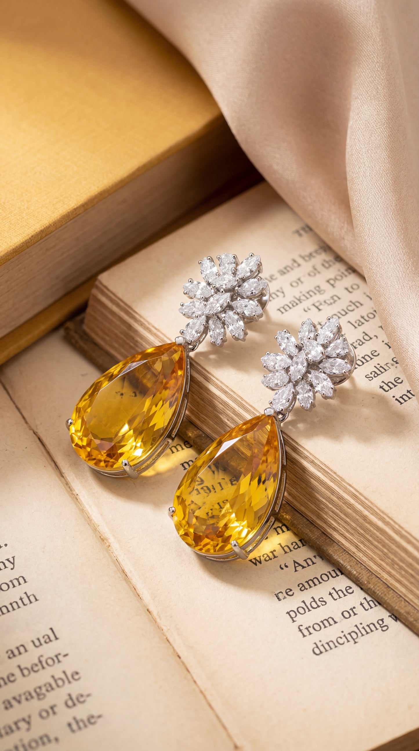 golden bloom crystal drop earrings