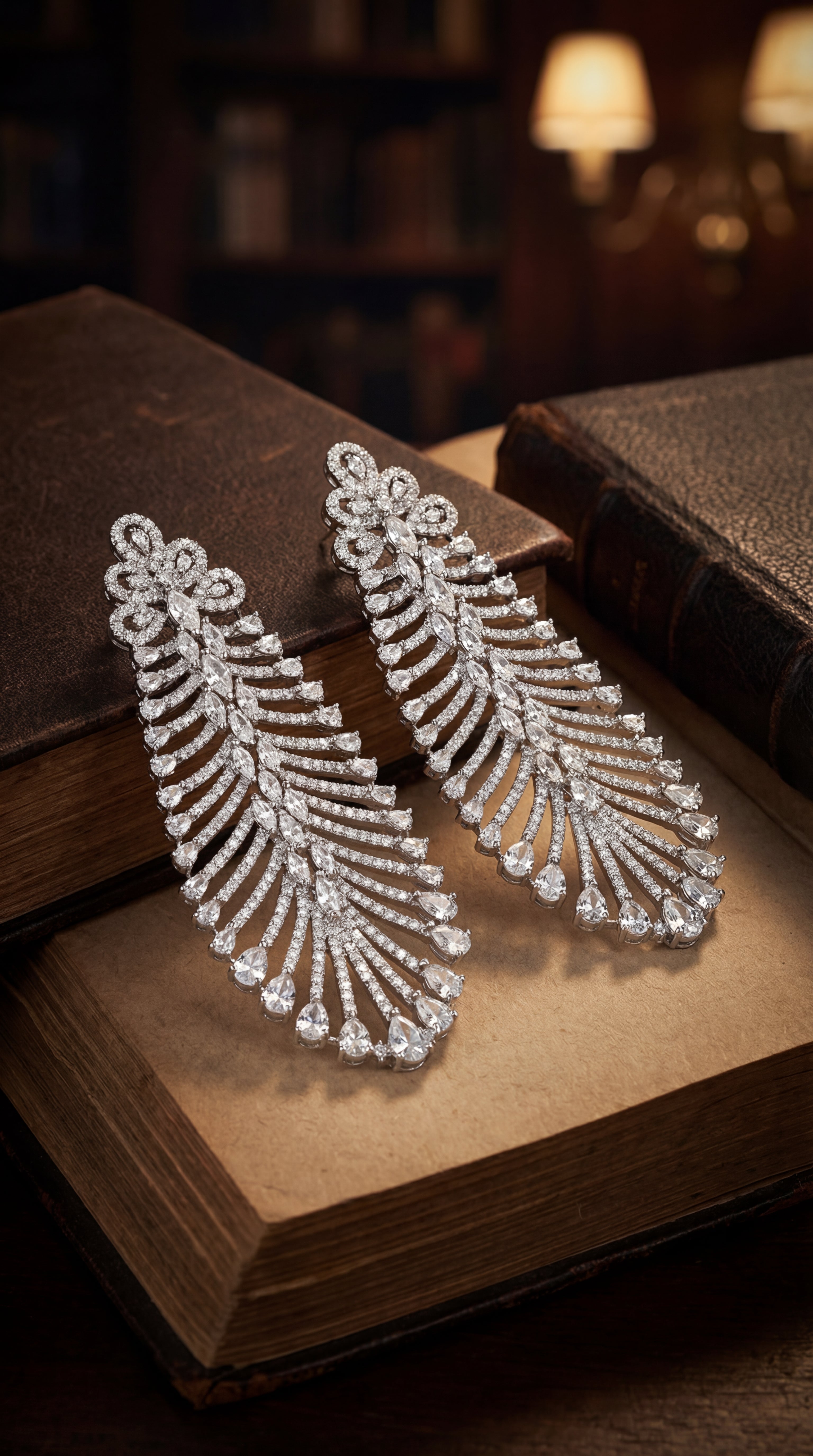 Crystal Fern Radiance Chandelier Earrings – hiraanya