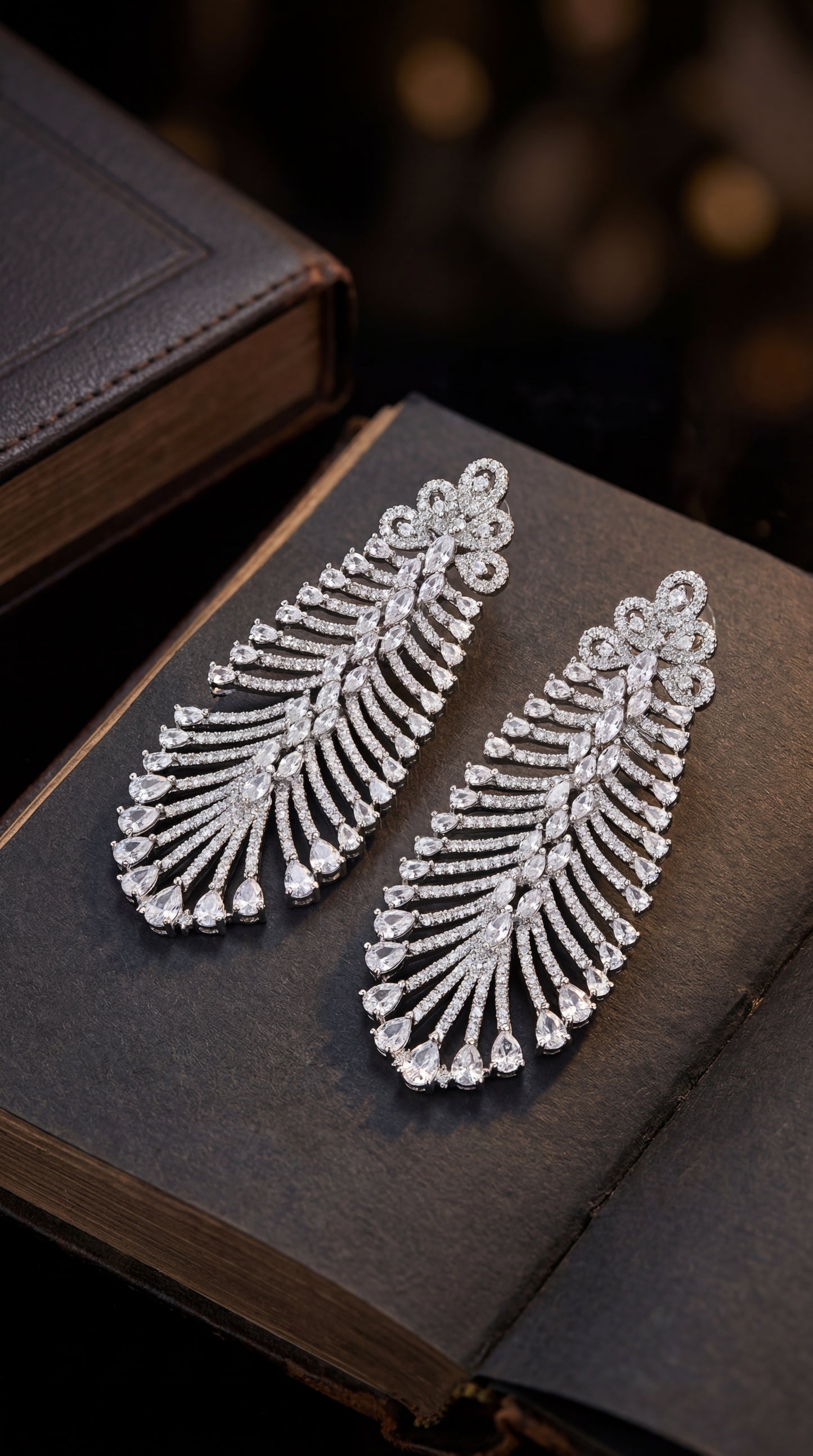 crystal fern radiance chandelier earrings