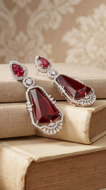 Rouge Dynasty Crystal Drop Earrings