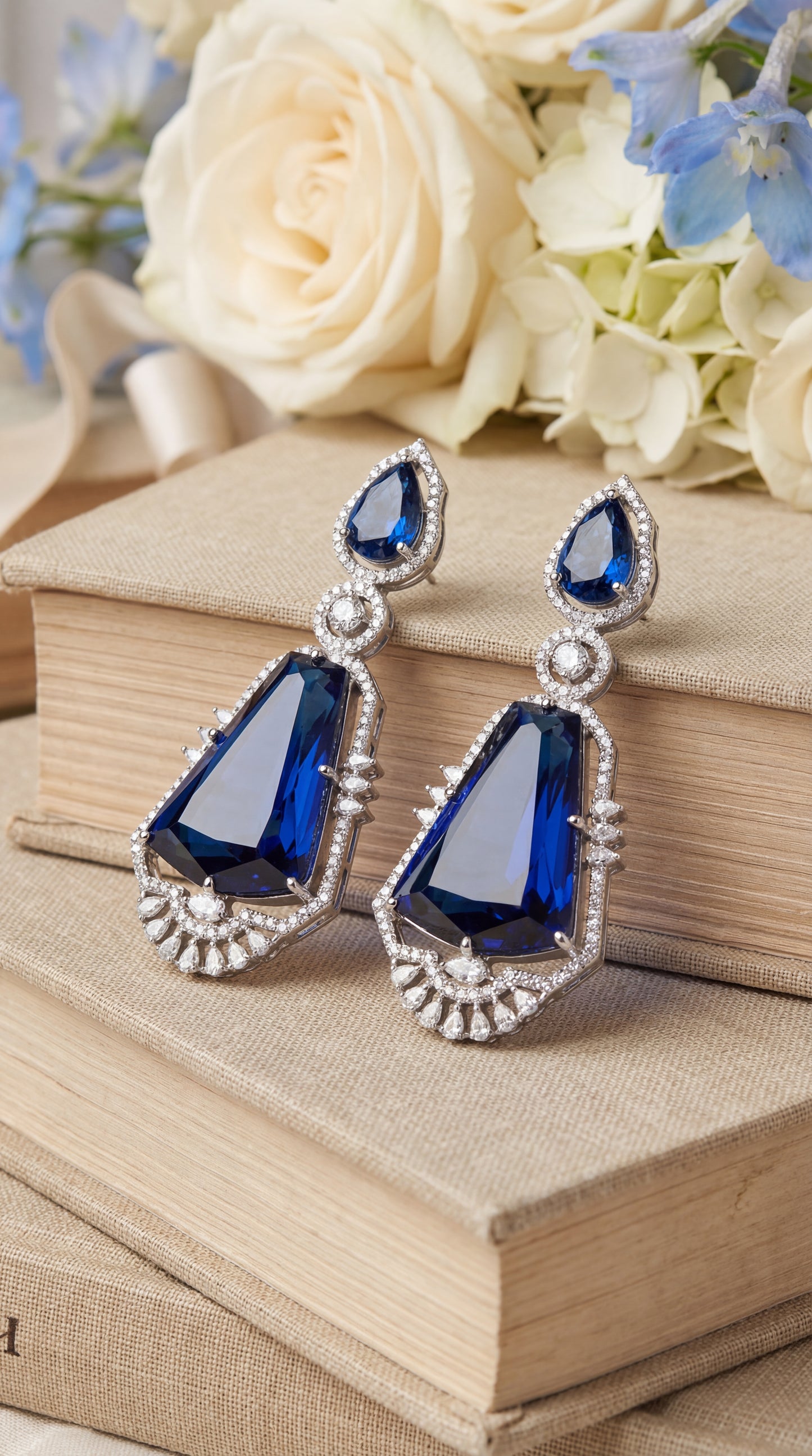 midnight sapphire regal drop earrings