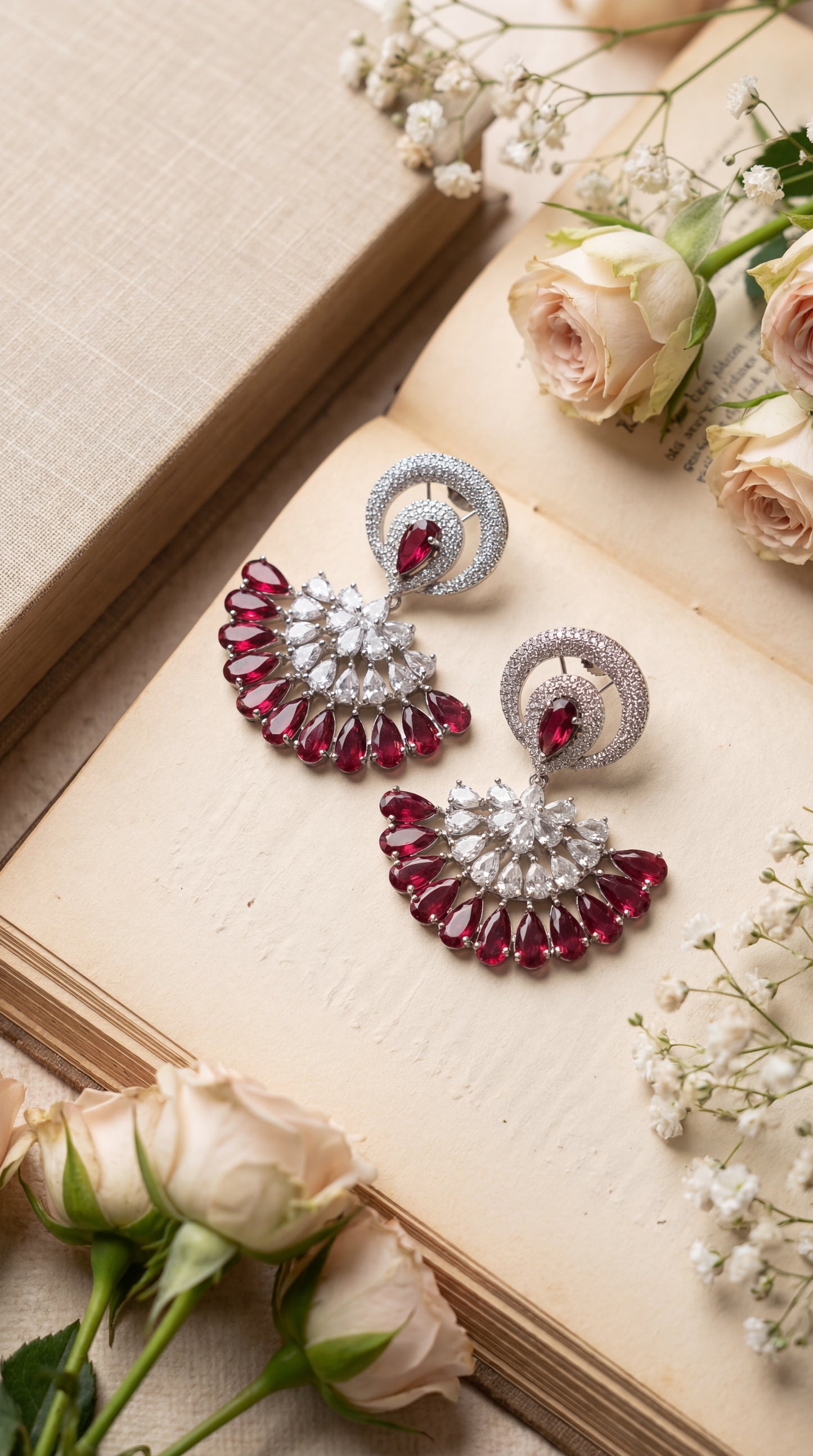 crimson aurelia fan earrings