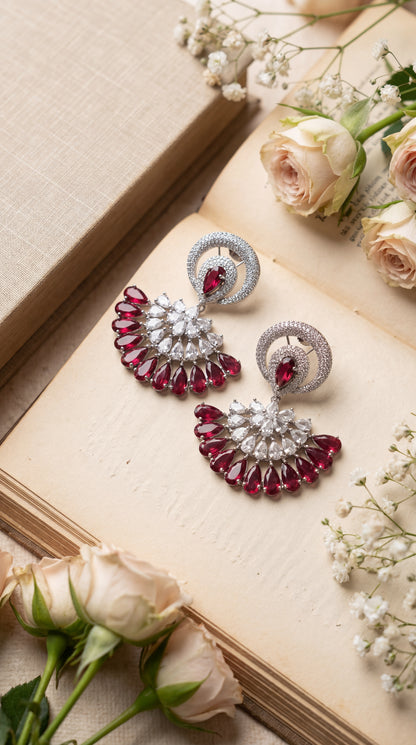Crimson Aurelia Fan Earrings