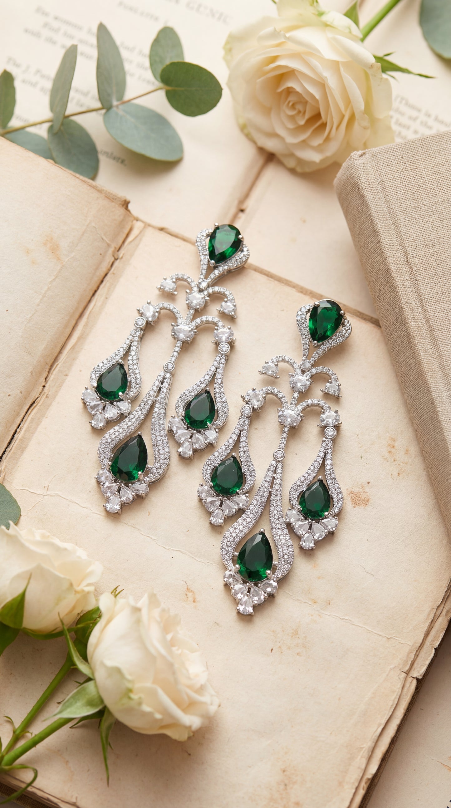 emerald empress chandelier earrings