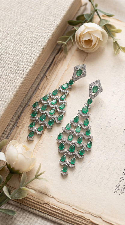 Emerald Royale Cascade Chandelier Earrings