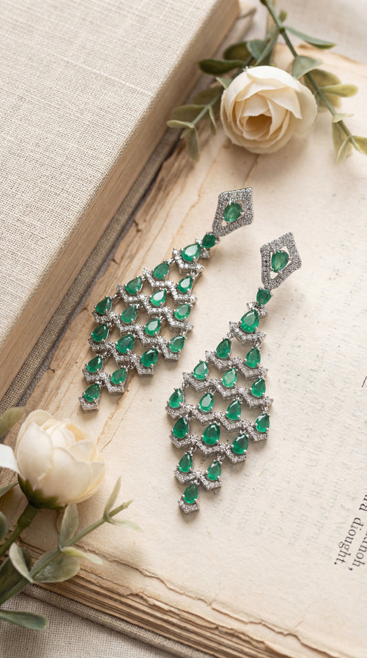 Emerald Royale Cascade Chandelier Earrings