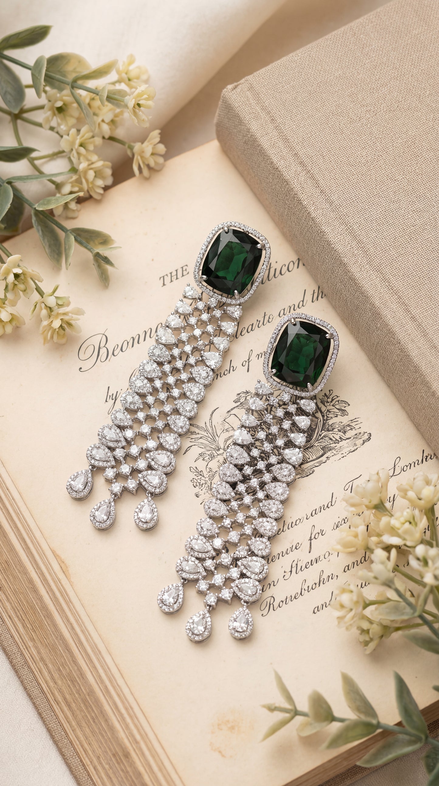 emerald starlight cascade earrings
