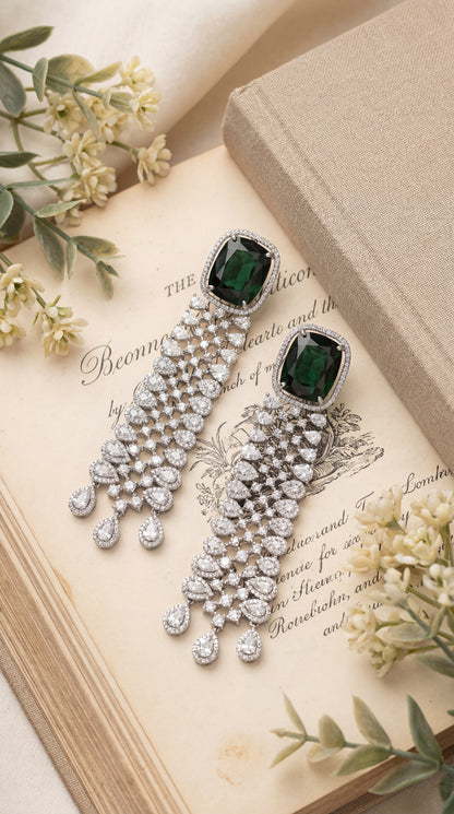 Emerald Starlight Cascade Earrings