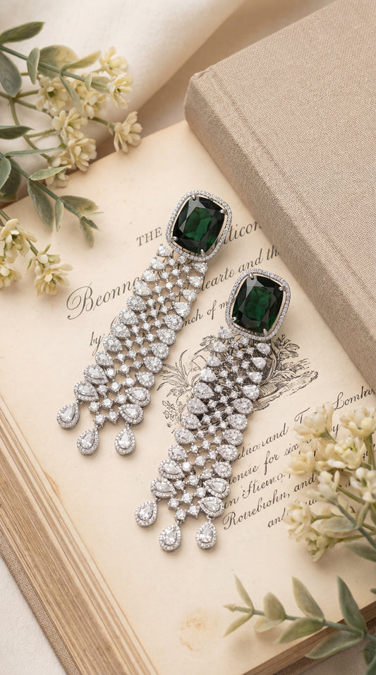 Emerald Starlight Cascade Earrings
