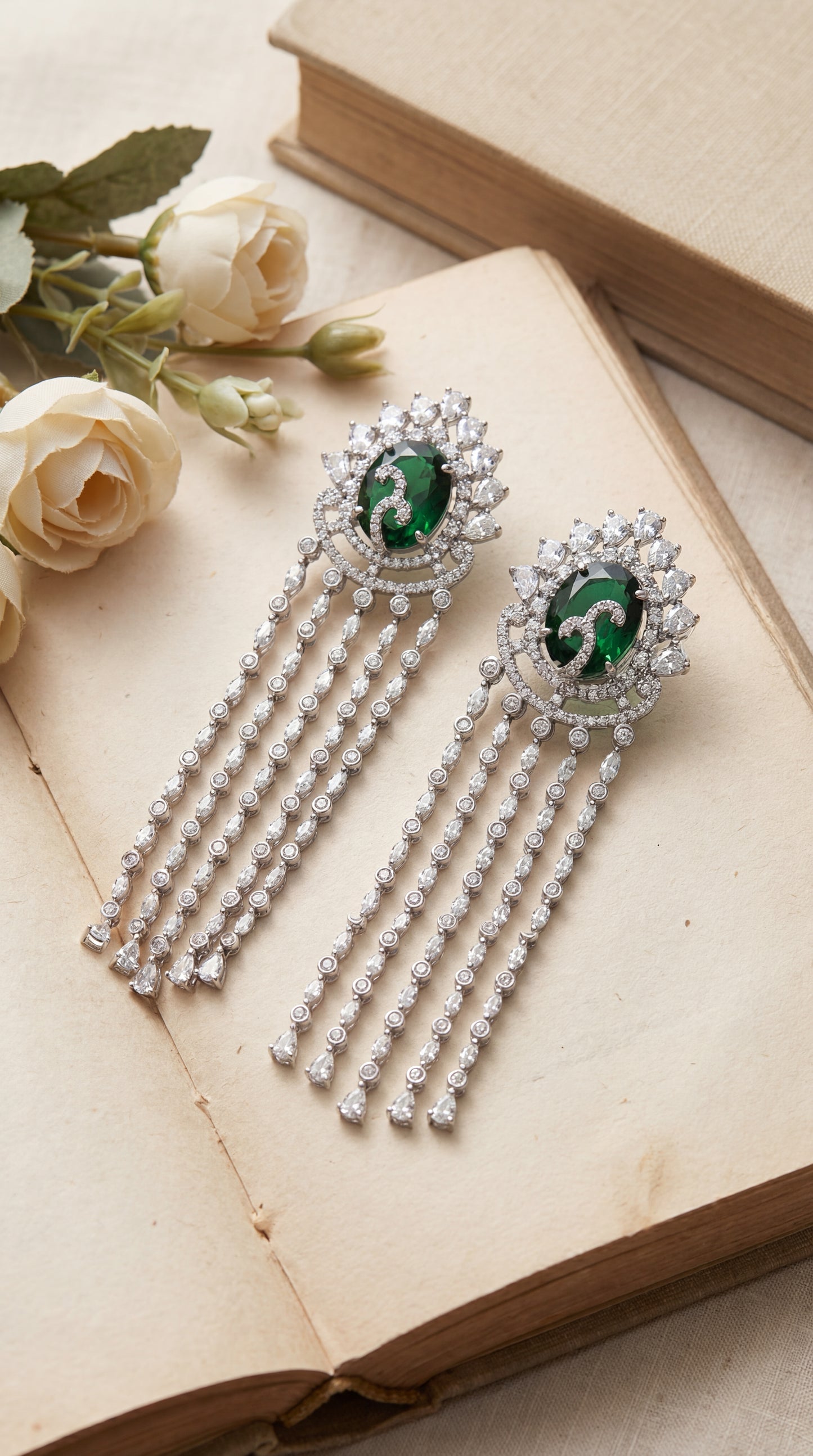 emerald mirage waterfall earrings