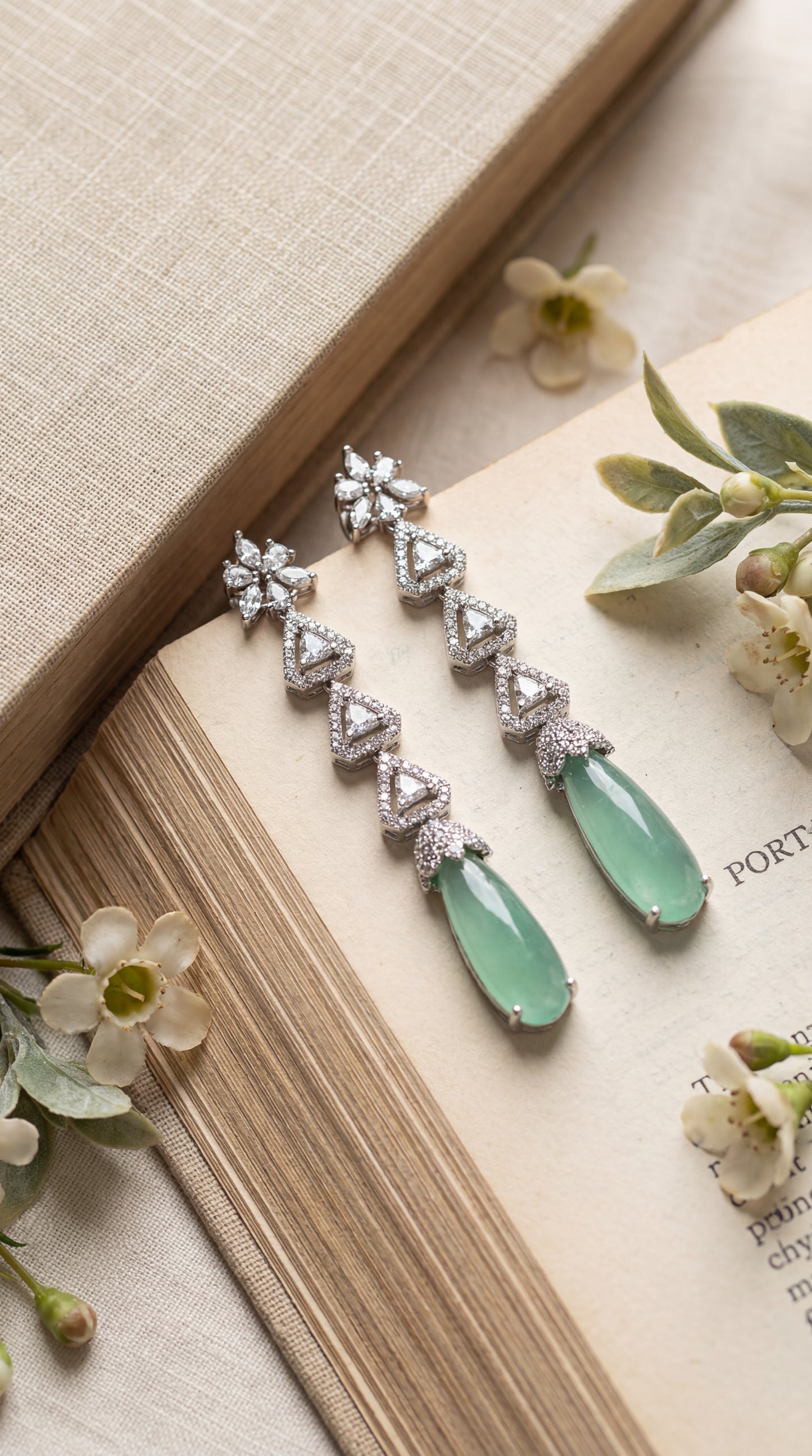 emerald glow drop earrings