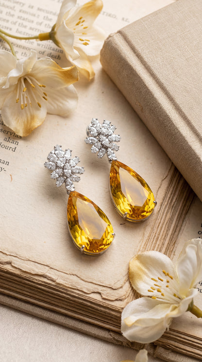 Golden Bloom Crystal Drop Earrings