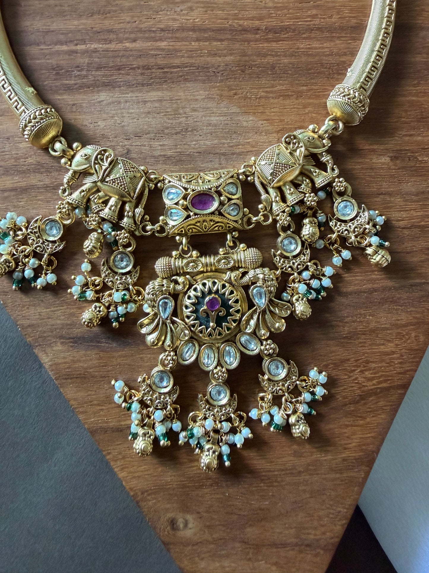 gajalakshmi temple necklace set